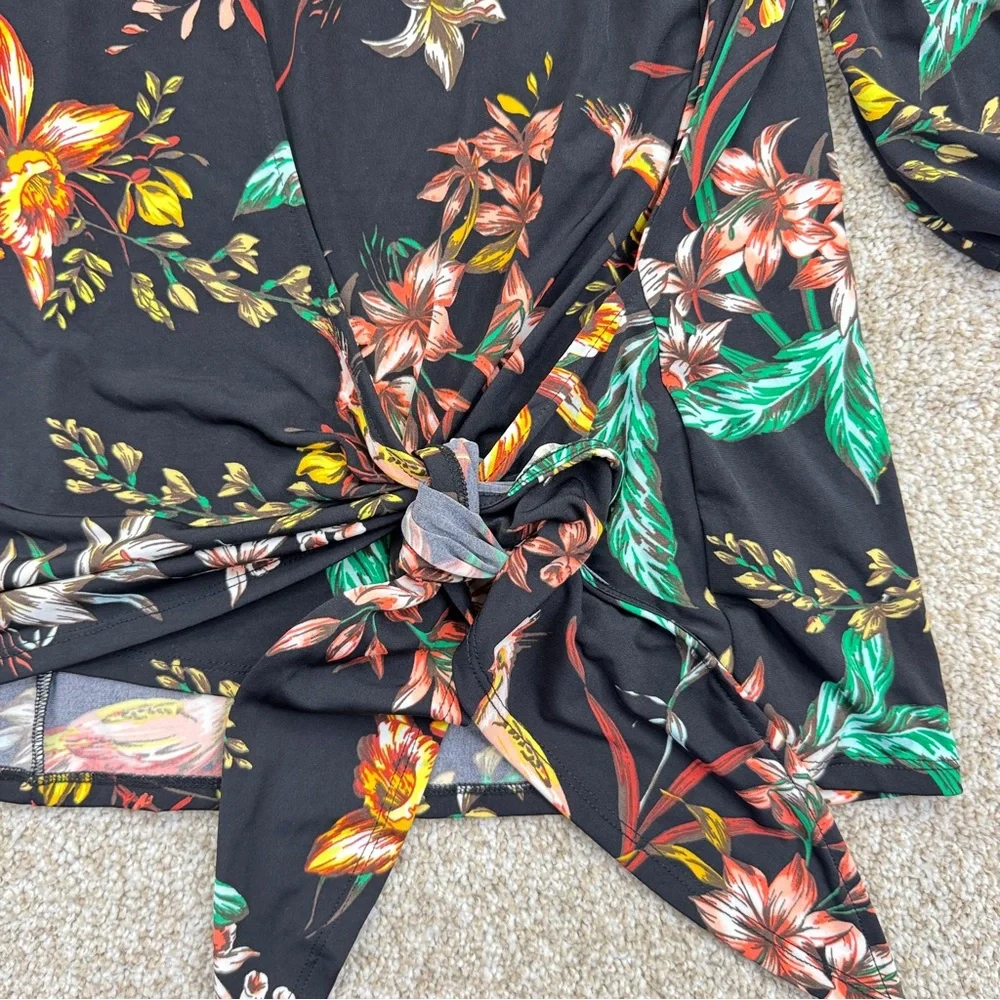 NEW Worthington Black Floral Wrap Blouse Womens Size 4X Stretch - Picture 8 of 16